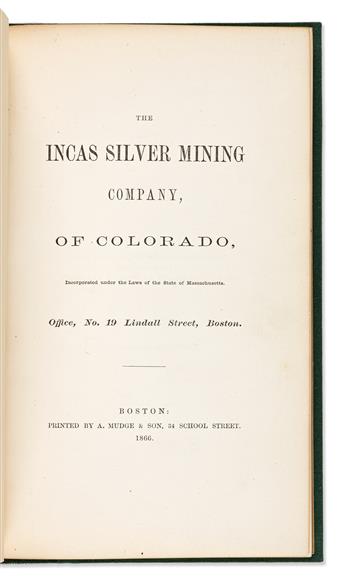 (WEST--COLORADO.) The Bullion Consolidated Mining Company of Colorado / The Incas Silver Mining Company of Colorado.